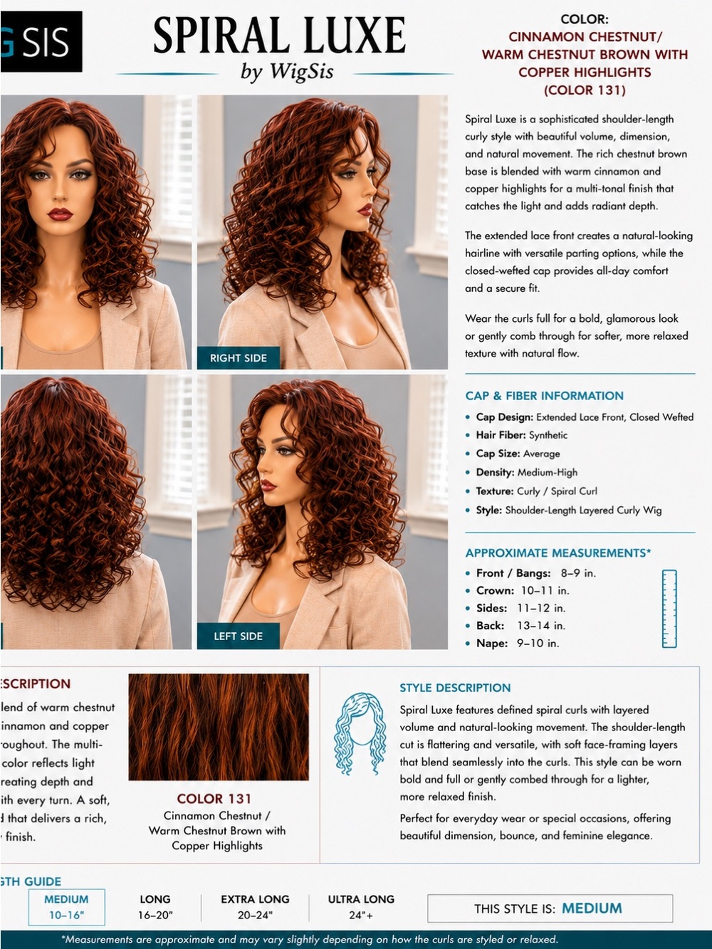 Spiral Luxe by Wig Sis in Cinnamon Chestnut (Color 131)